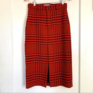 ZARA Hot! Pencil Skirt Red Plaid M